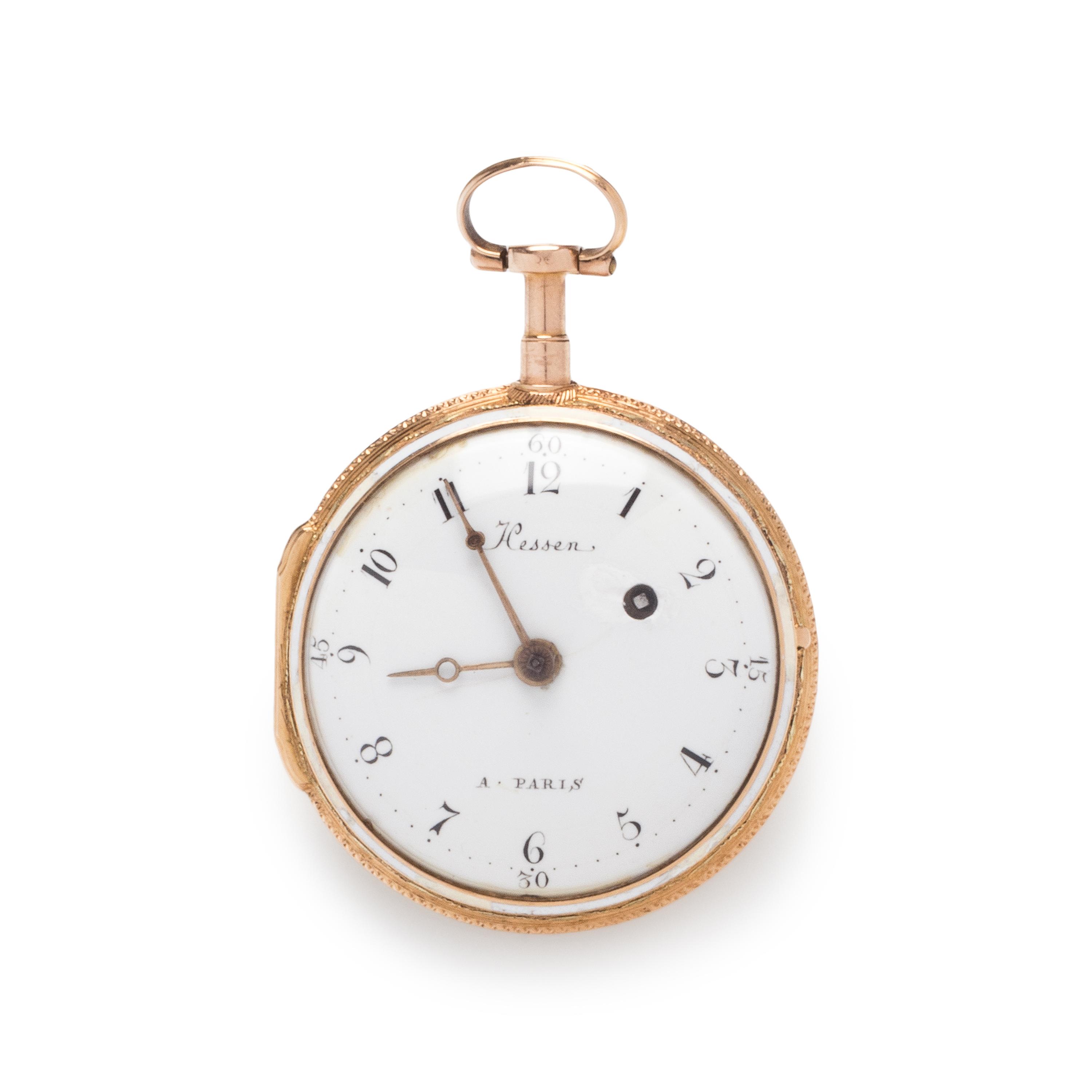 HESSEN, ENAMEL OPEN FACE MOURNING POCKET WATCH