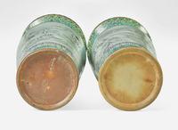 A pair of large Chinese enameled porcelain "Winter" vases 雪景盤口大瓶一對