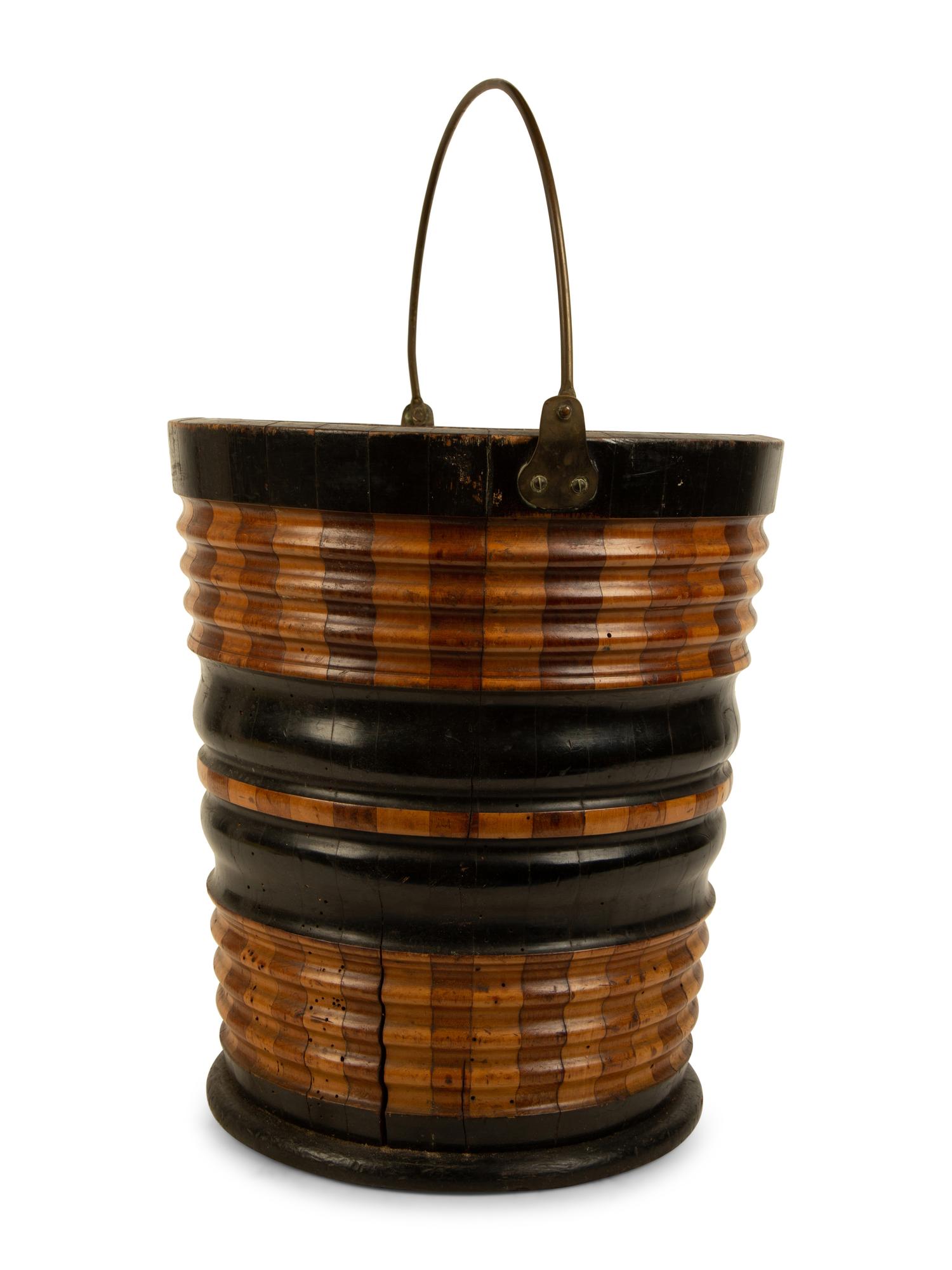 A Regency Brass Bound Wood Peat Bucket — 19TH/20TH CENTURY