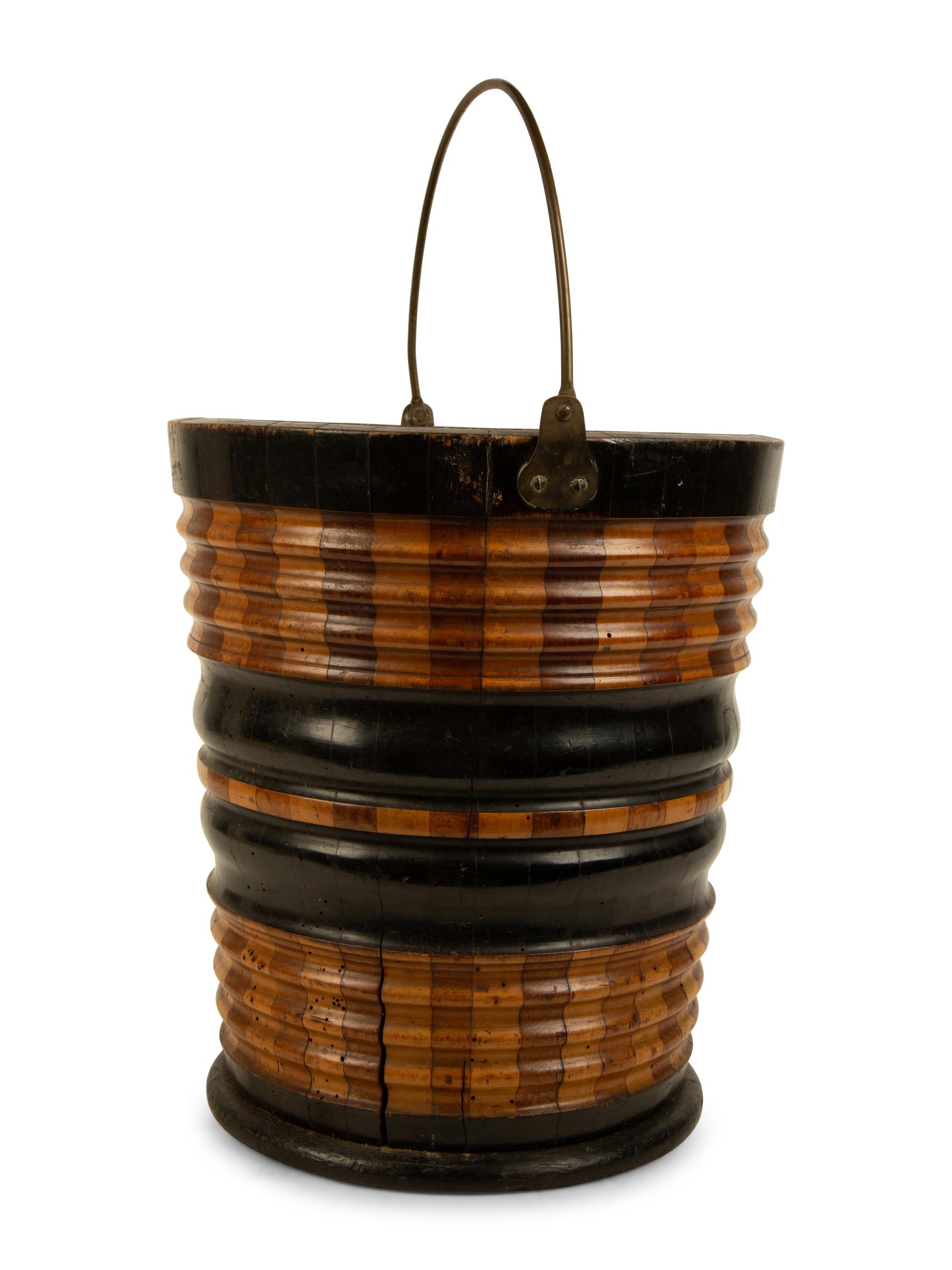 A Regency Brass Bound Wood Peat Bucket — 19TH/20TH CENTURY
