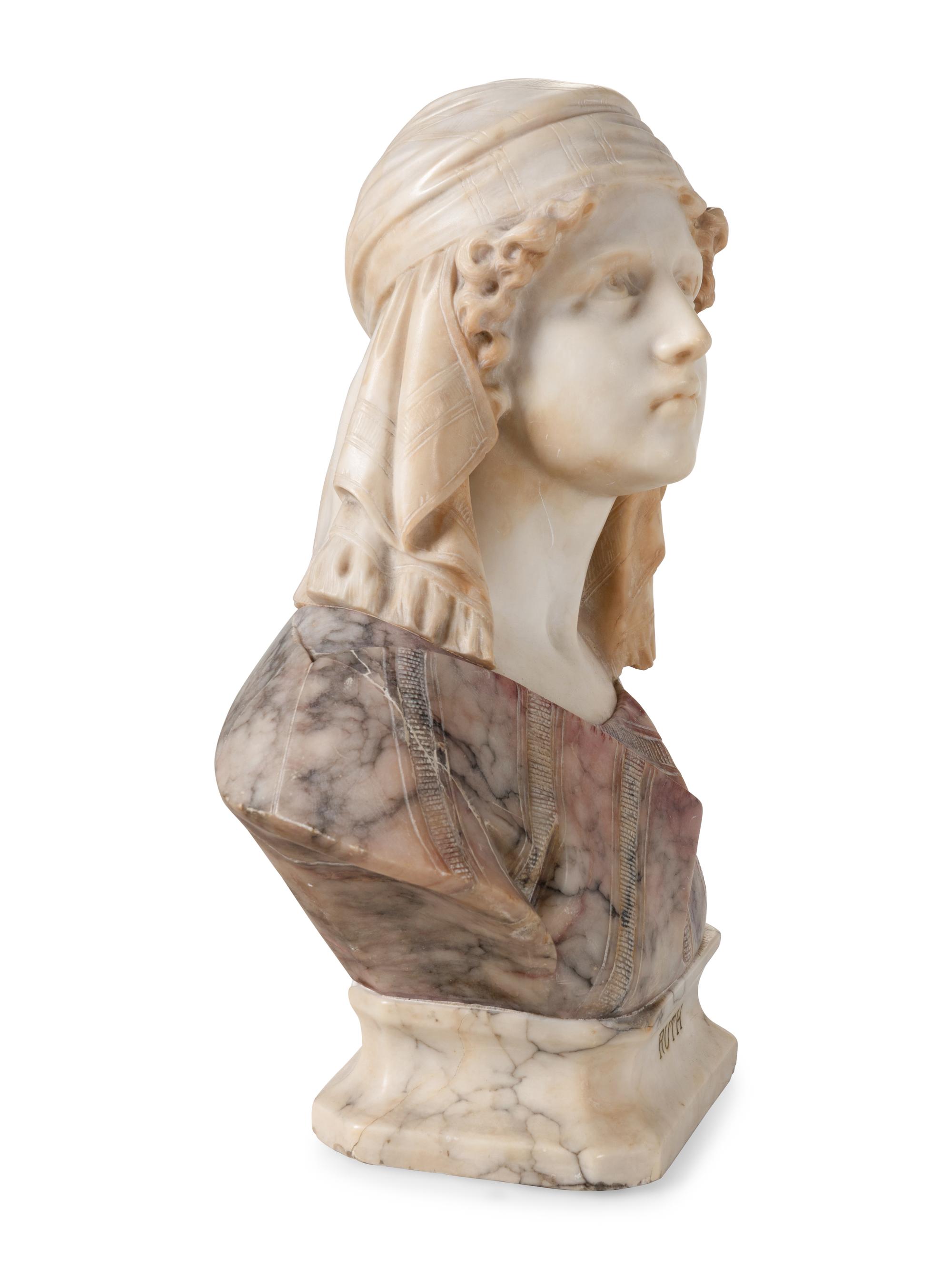 A Continental Marble Bust of Ruth and Two Other Small Busts