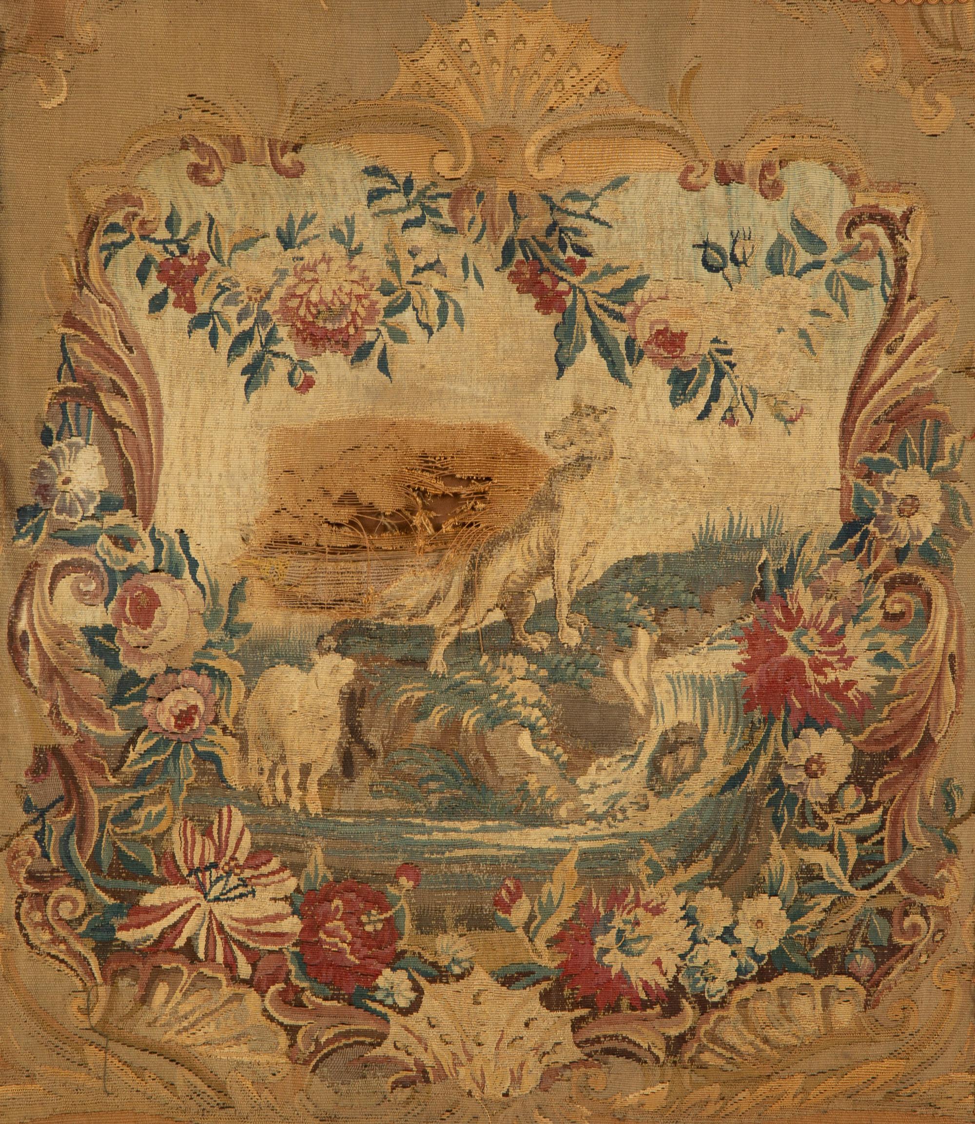 A Louis XVI Style Giltwood Fire Screen with Tapestry Panel