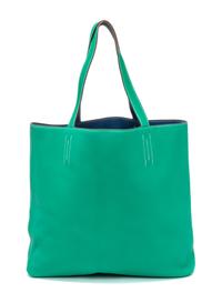 An Hermes Bleu Thalassa/Menthe 45cm Taurillon Clemence Double Sens Tote, 17.5" x 15.5" x 5".