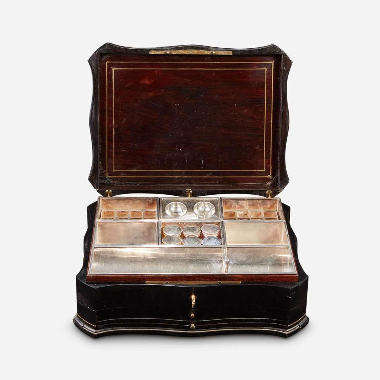 A Napoleon III Brass Inlaid Ebonized Wood Artist’s Box* Alphonse Giroux et Cie, Paris, late 19th century