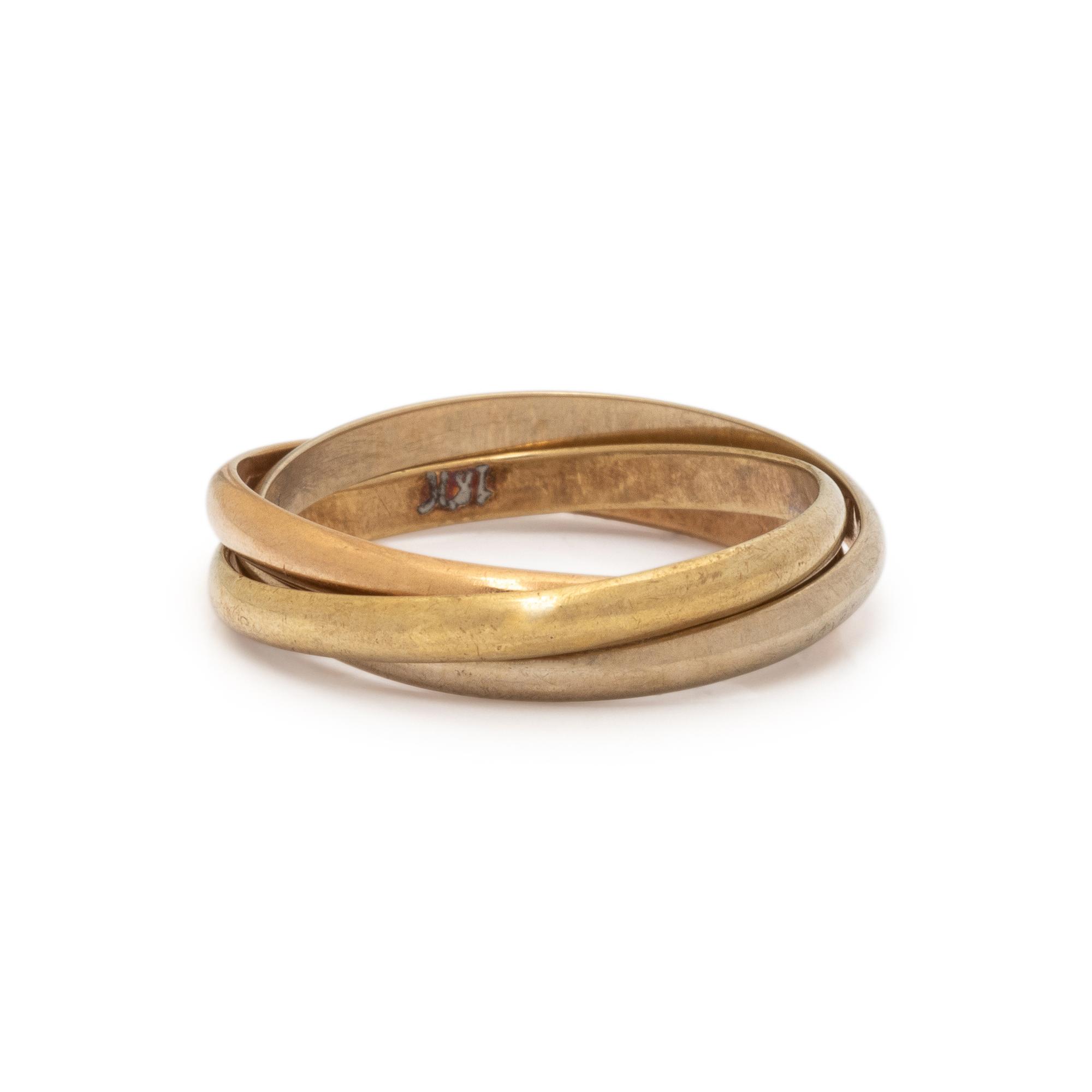 CARTIER, TRICOLOR GOLD 'TRINITY' RING
