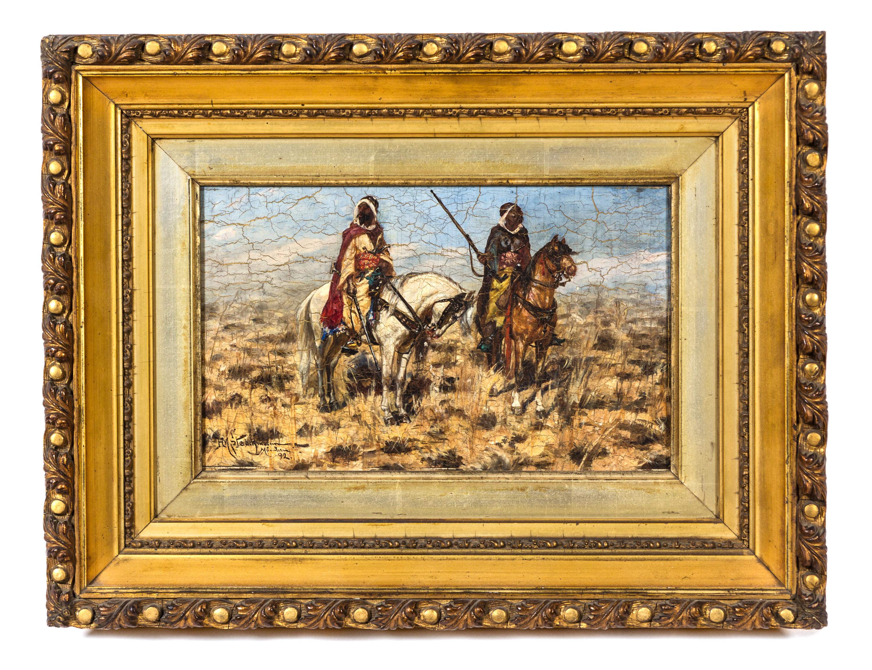 Heinrich Maria Staackmann, (German, 1852-1940), Two Bedouin Riders