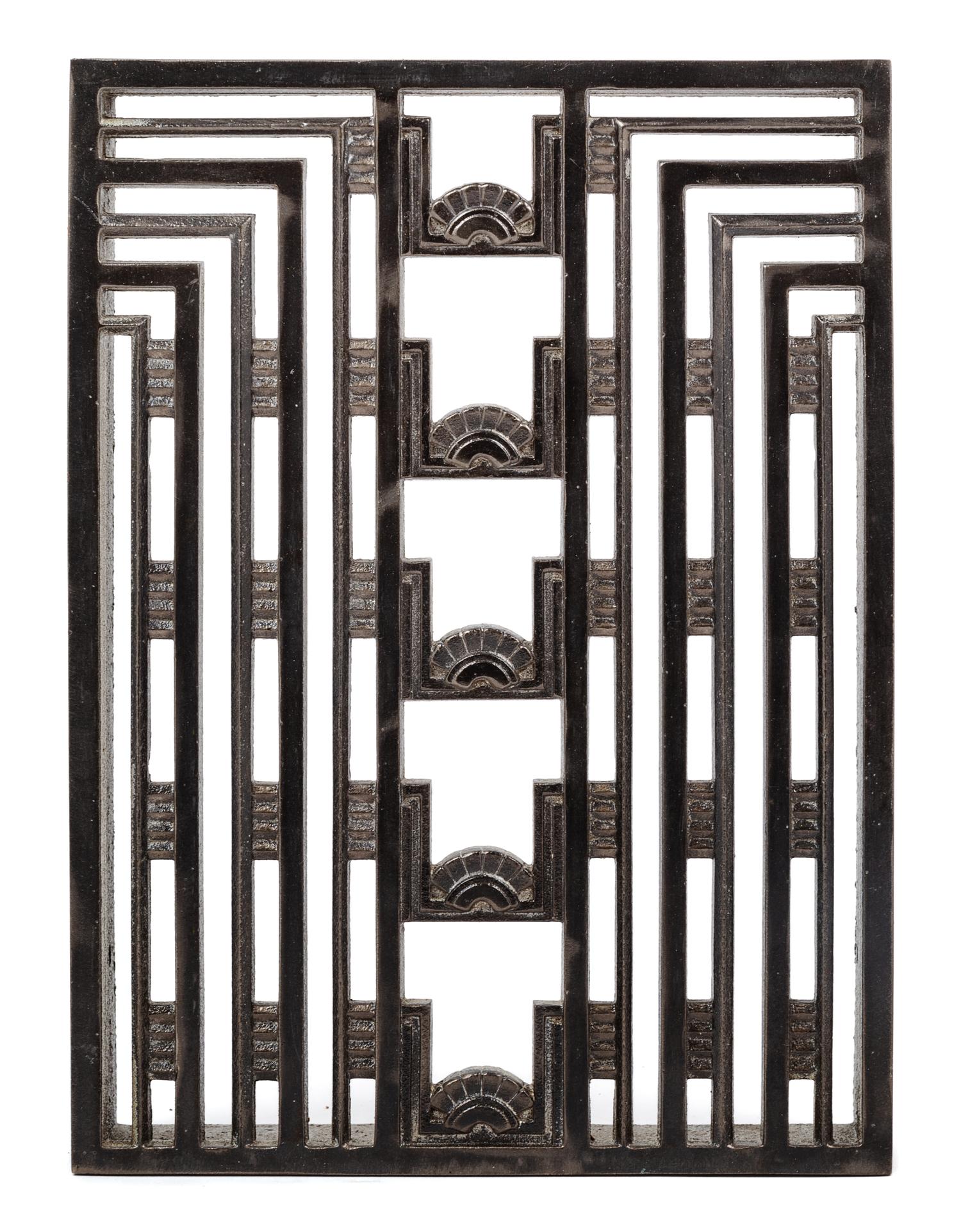An Art Deco Cast Iron Elevator Grill, Holabird & Root Height 11 inches. — CIRCA 1928