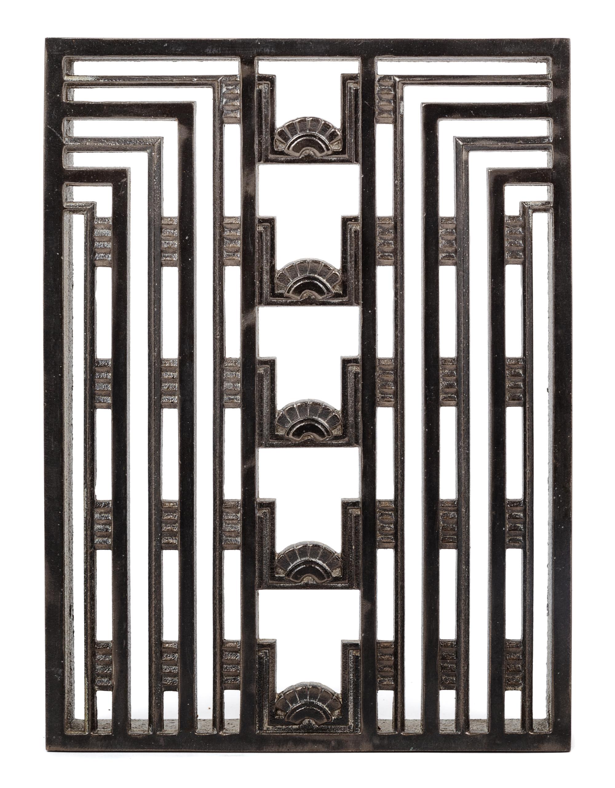 An Art Deco Cast Iron Elevator Grill, Holabird & Root Height 11 inches. — CIRCA 1928