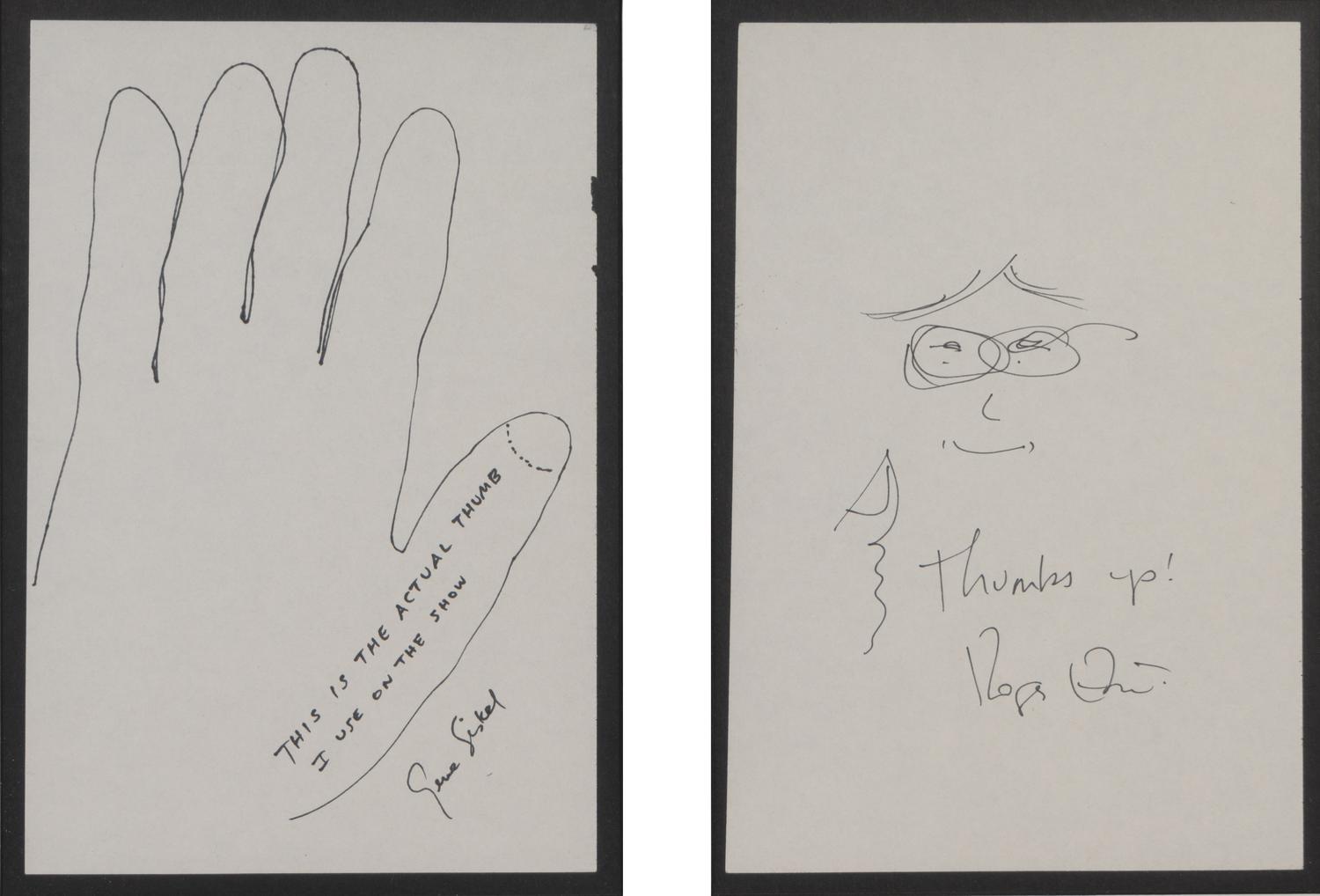 (Cartoon Art) SISKEL, Gene (1946-1999) and Roger Ebert (1942-2013). Unique sketches done by Gene Siskel and Roger Ebert.