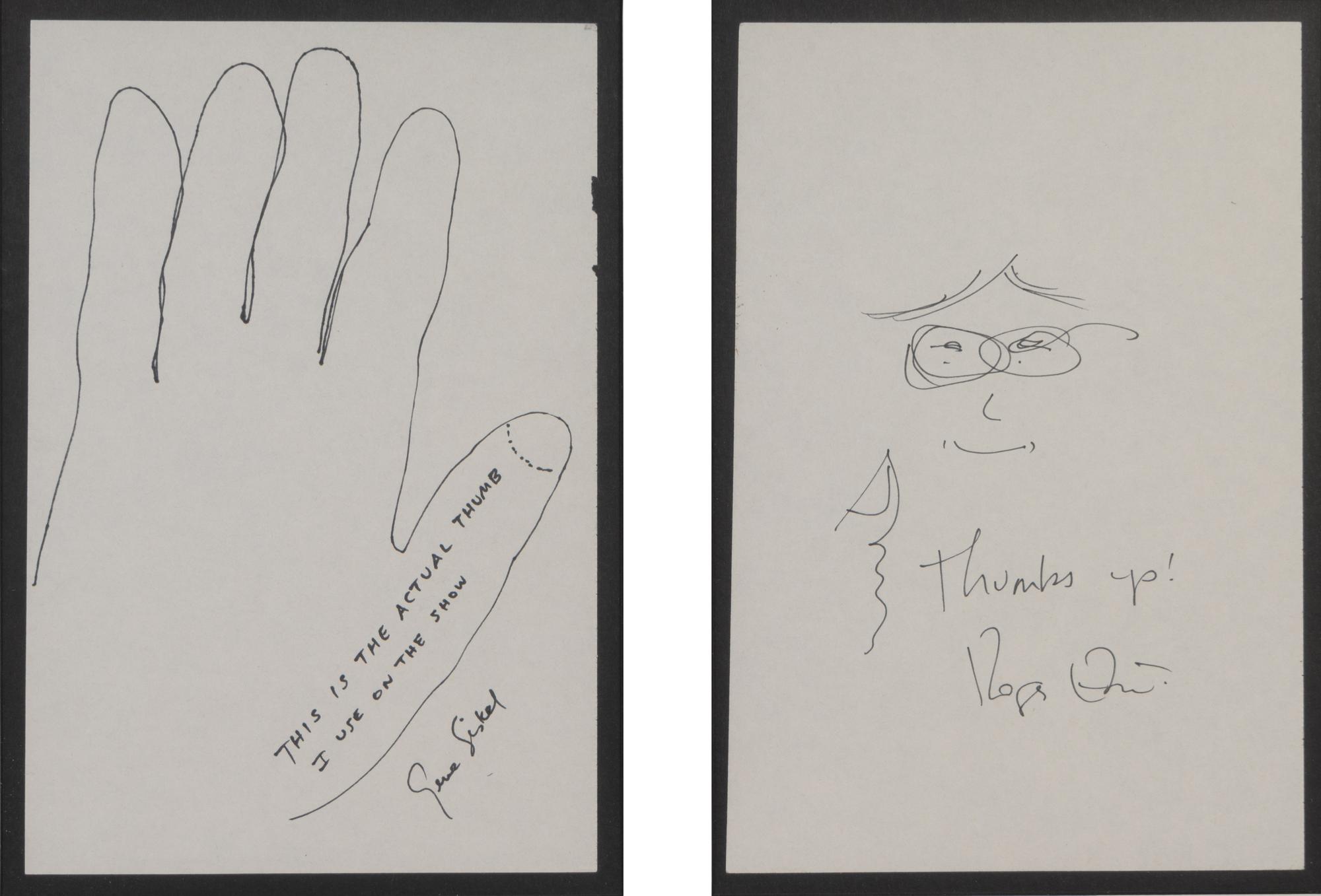 (Cartoon Art) SISKEL, Gene (1946-1999) and Roger Ebert (1942-2013). Unique sketches done by Gene Siskel and Roger Ebert.