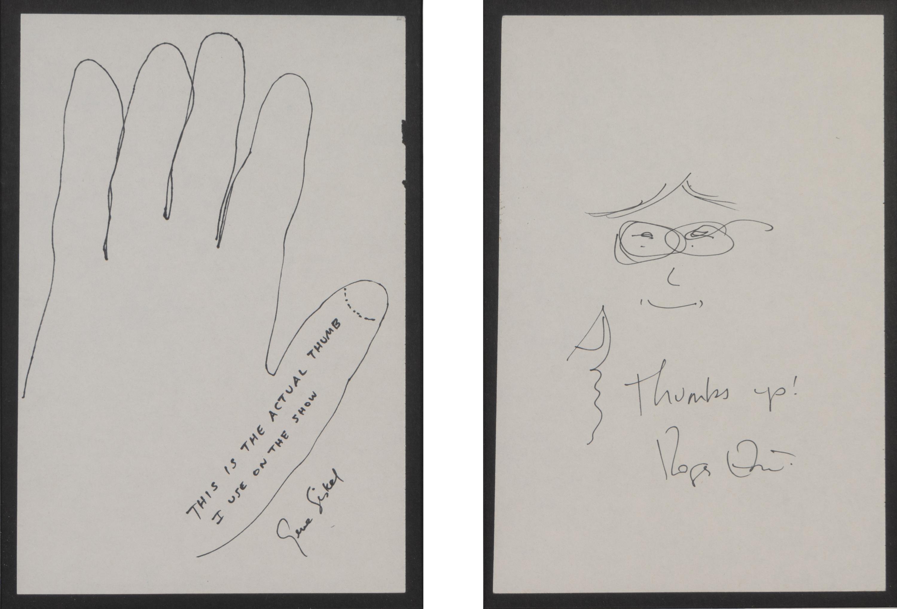 (Cartoon Art) SISKEL, Gene (1946-1999) and Roger Ebert (1942-2013). Unique sketches done by Gene Siskel and Roger Ebert.