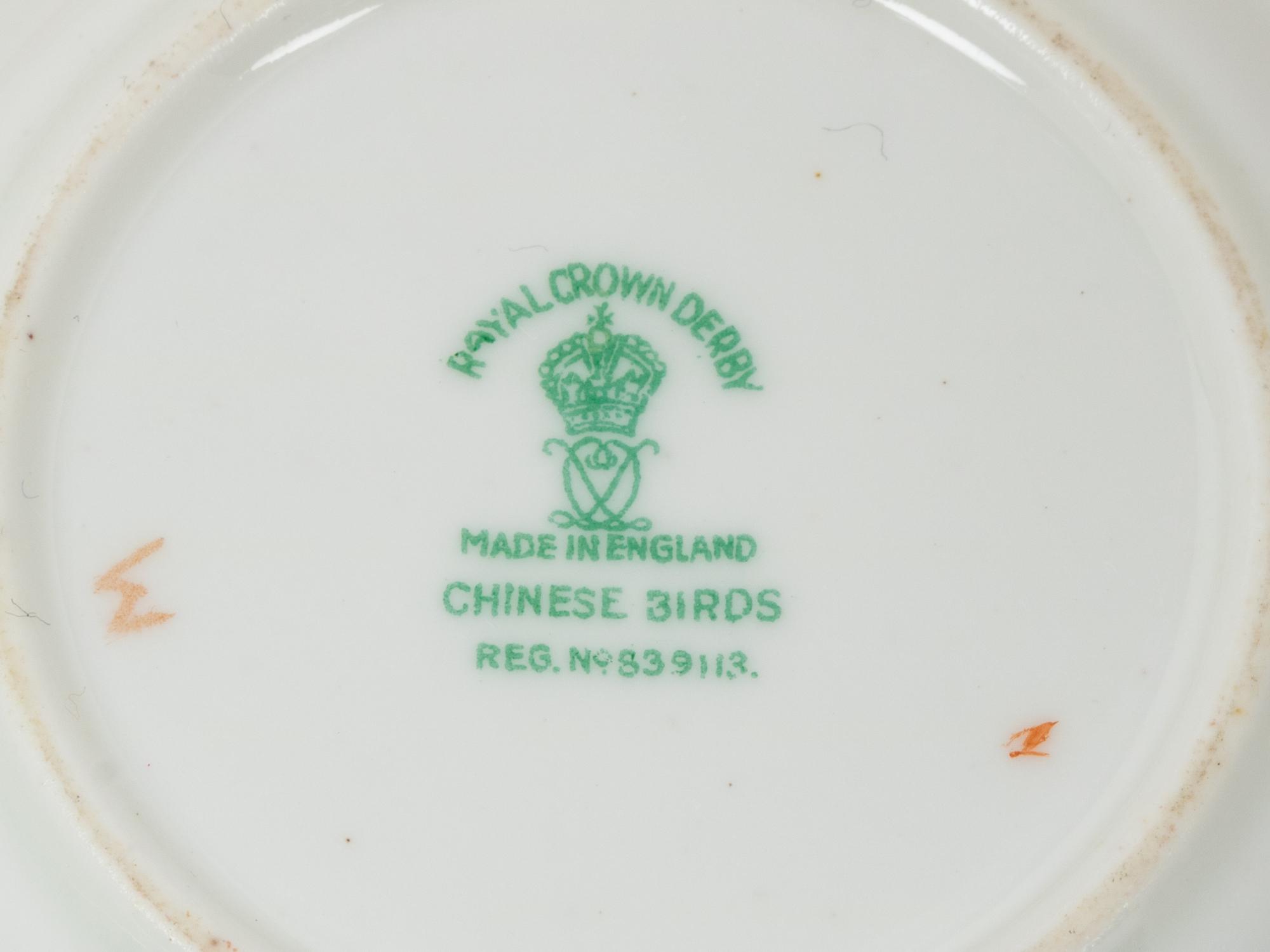 A Royal Crown Derby Chinese Birds Porcelain Dessert Service