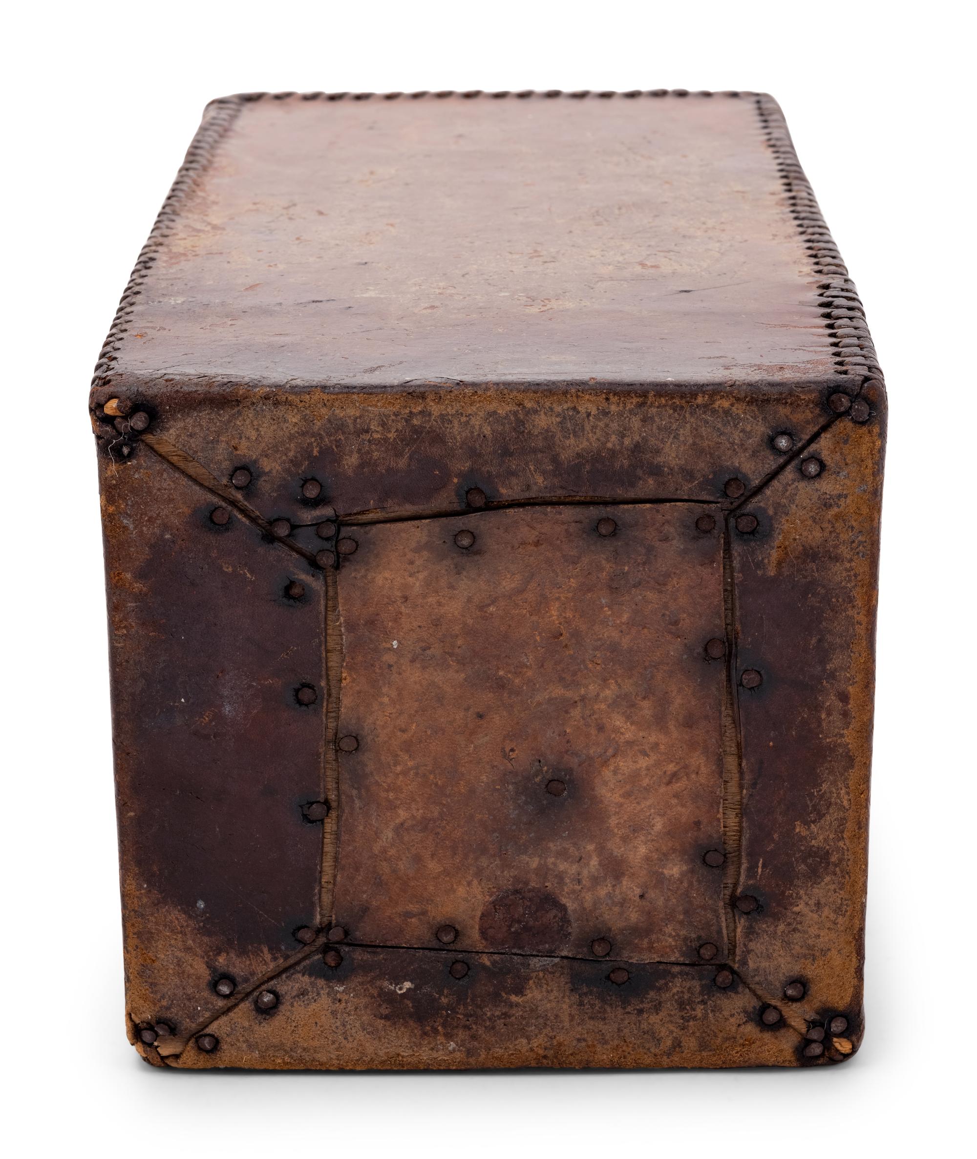 An English Leather Upholstered Stool