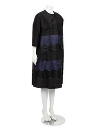Christian Dior Haute Couture Two-Piece Ensemble: Cap Sleeve Shift Dress and Scalloped Banded Taffeta Coat, Spring/Summer 2012
