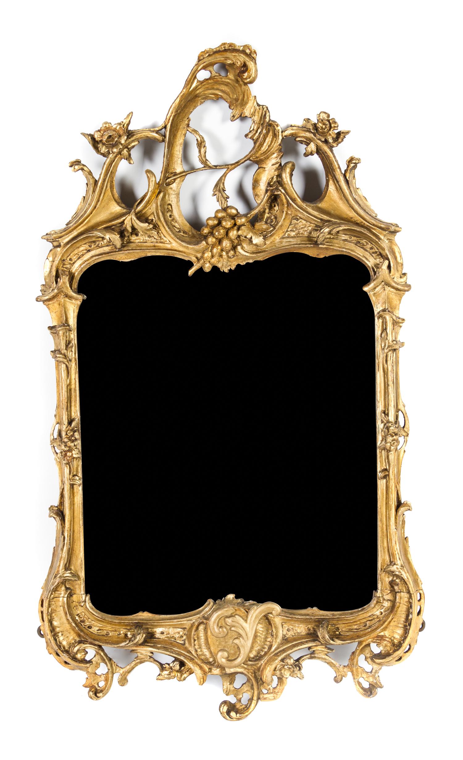 A Rococo Giltwood Mirror Height 32 1/2 x width 19 1/4 inches. — LIKELY 18TH CENTURY
