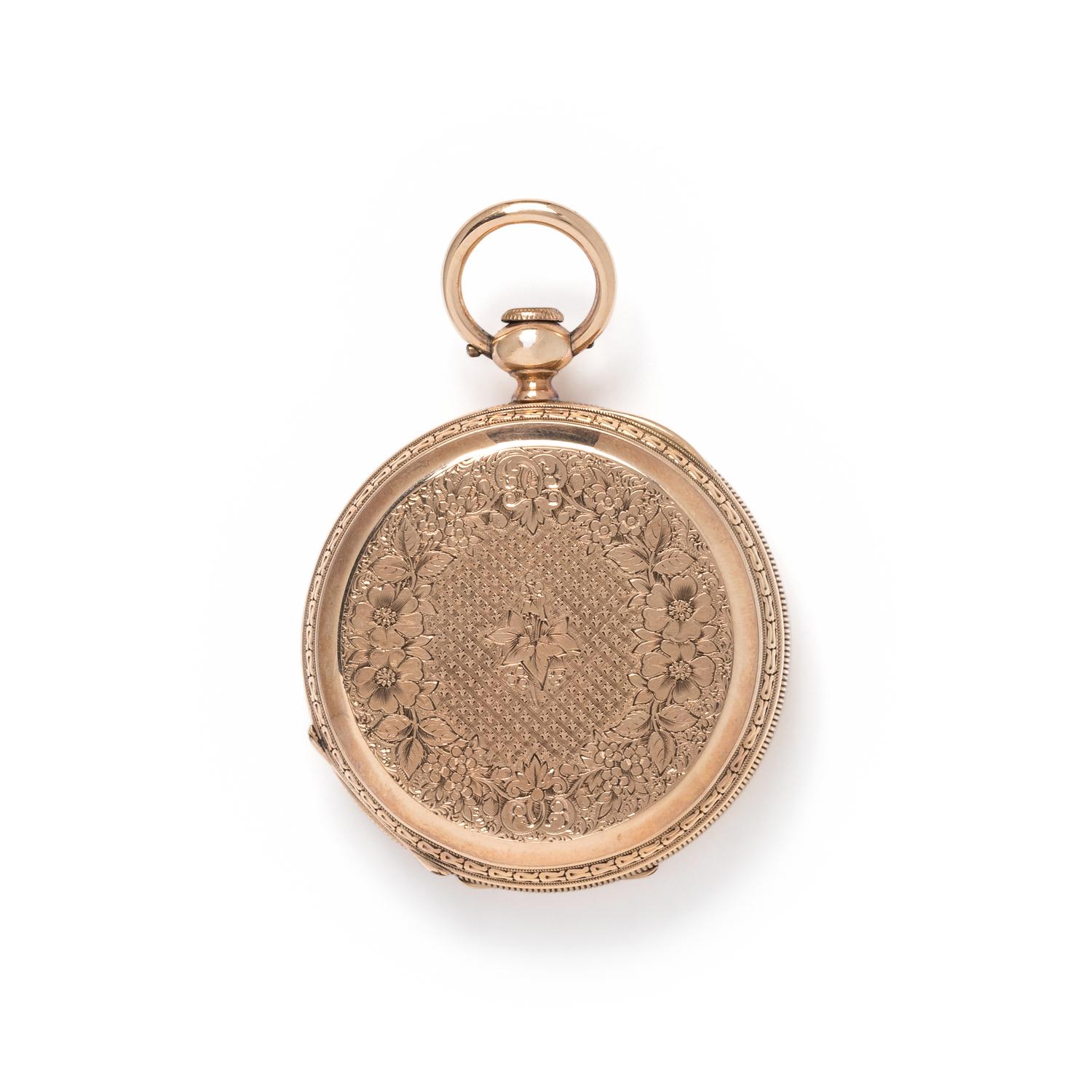 14K YELLOW GOLD HUNTER CASE POCKET WATCH