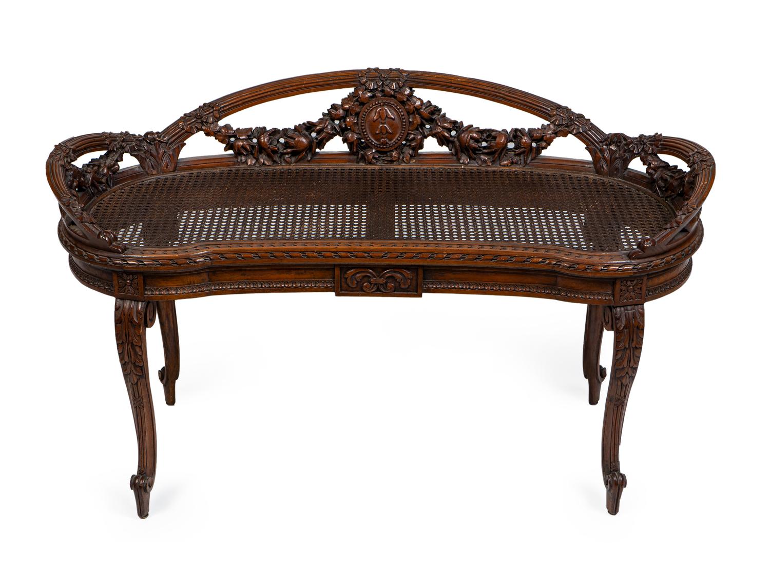 A Louis XV Style Caned Bench — 20TH CENTURY