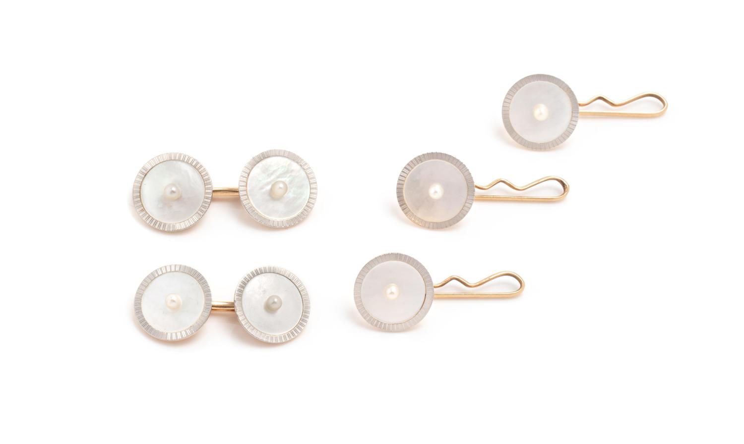 CARRINGTON & CO., MOTHER-OF-PEARL AND SEED PEARL DRESS SET