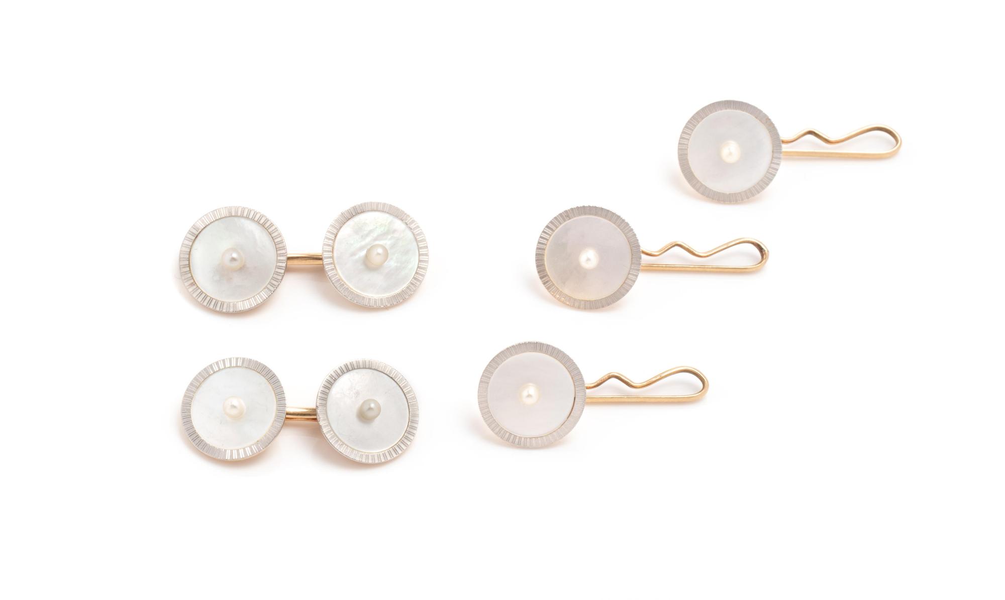CARRINGTON & CO., MOTHER-OF-PEARL AND SEED PEARL DRESS SET