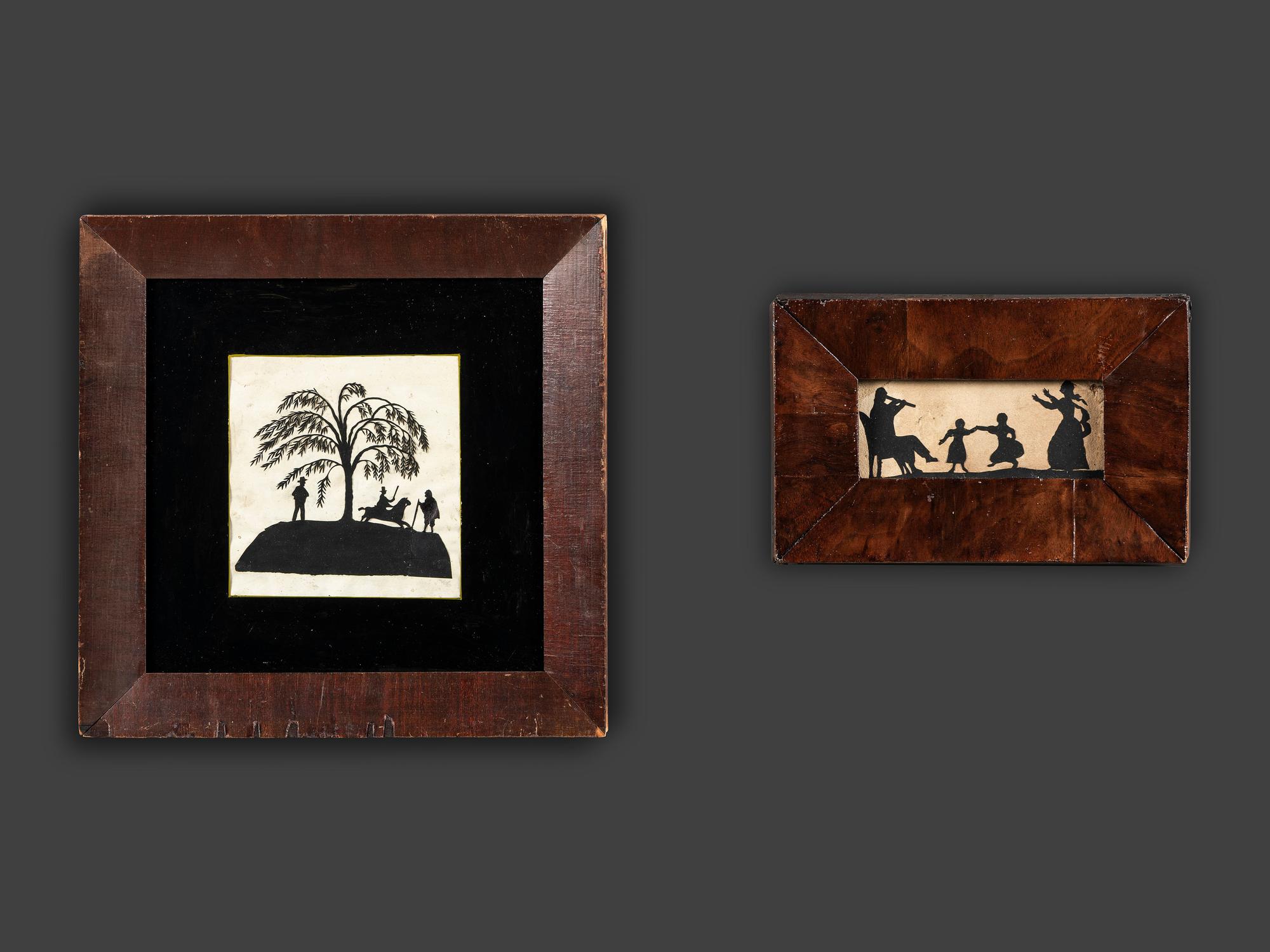 Two Cut Paper Silhouette Scenes