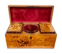 A George III Tortoiseshell and Green-Stained Tortoiseshell Inlay Tea Caddy — LATE 18TH CENTURY