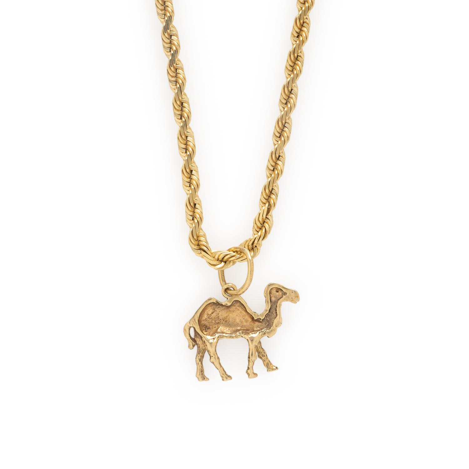 Yellow Gold Chain Necklace with Camel Pendant