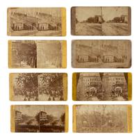 [LINCOLN FUNERAL]. A group of 8 stereoviews showing Lincoln's funeral procession and tomb.