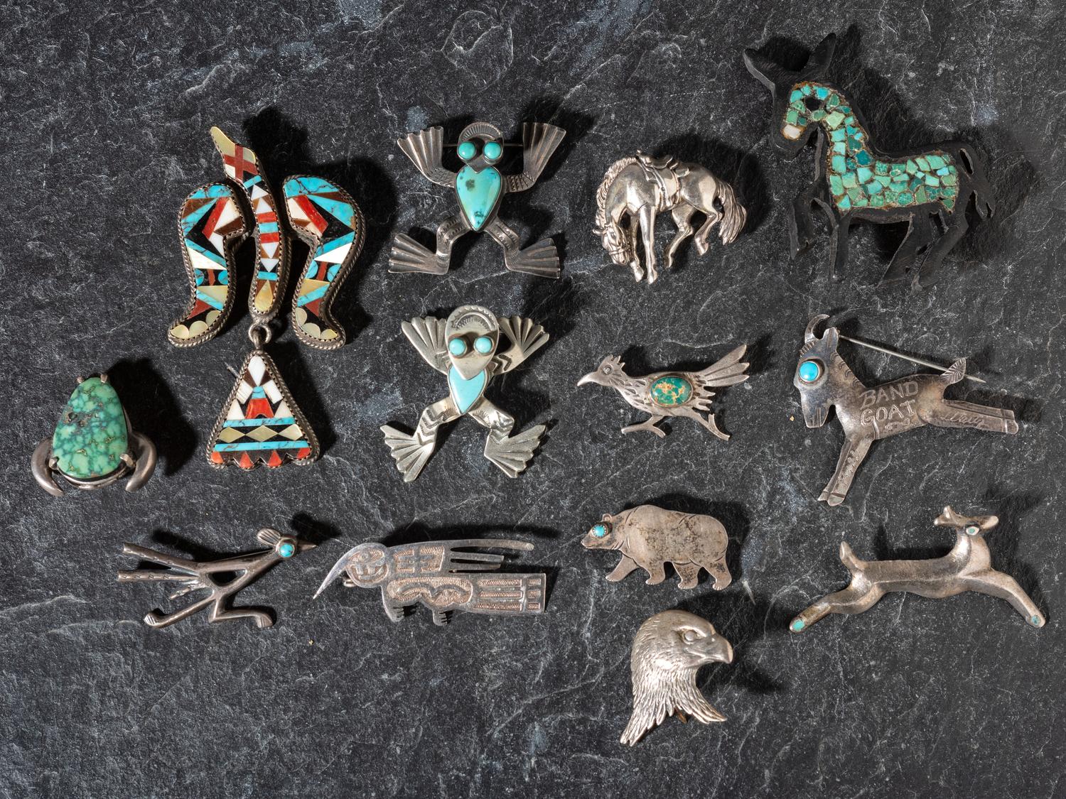 Navajo, Kewa, and Southwestern-style Animal Pins
