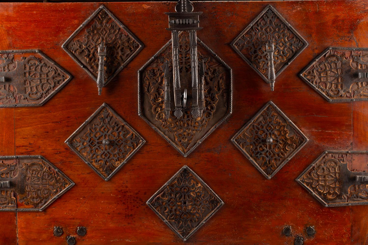 A Spanish Baroque Walnut Vargueño on Stand