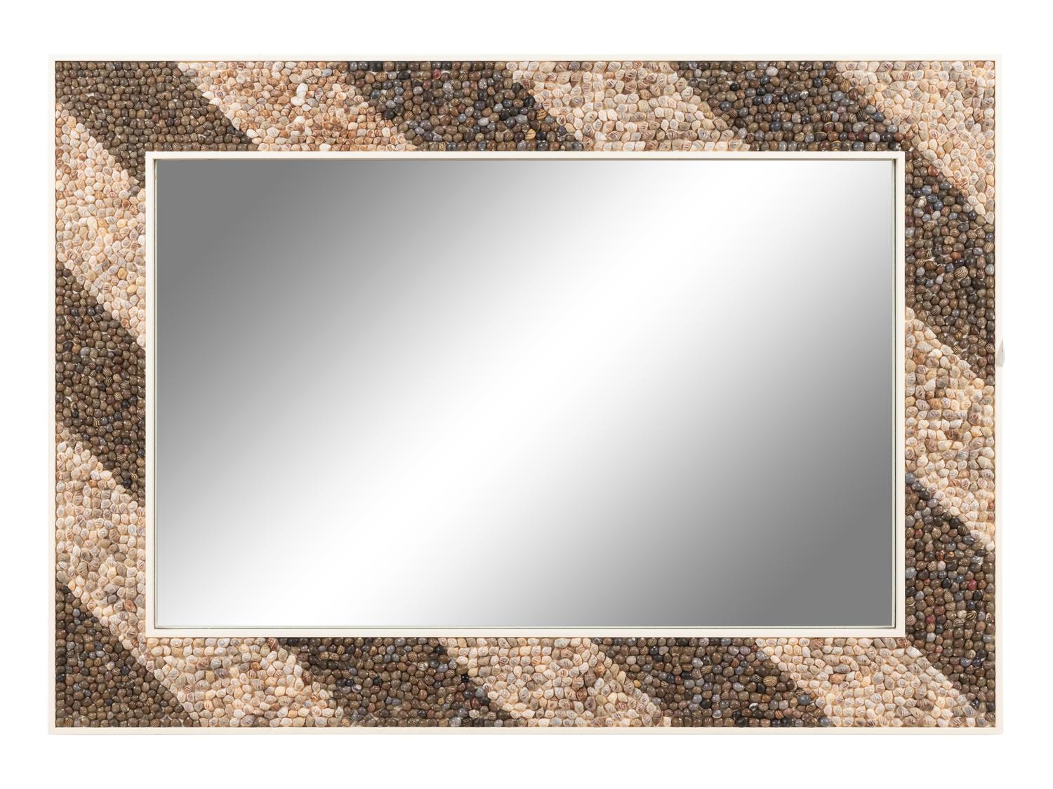 A Shell Veneered White Lacquer-Finished Mirror