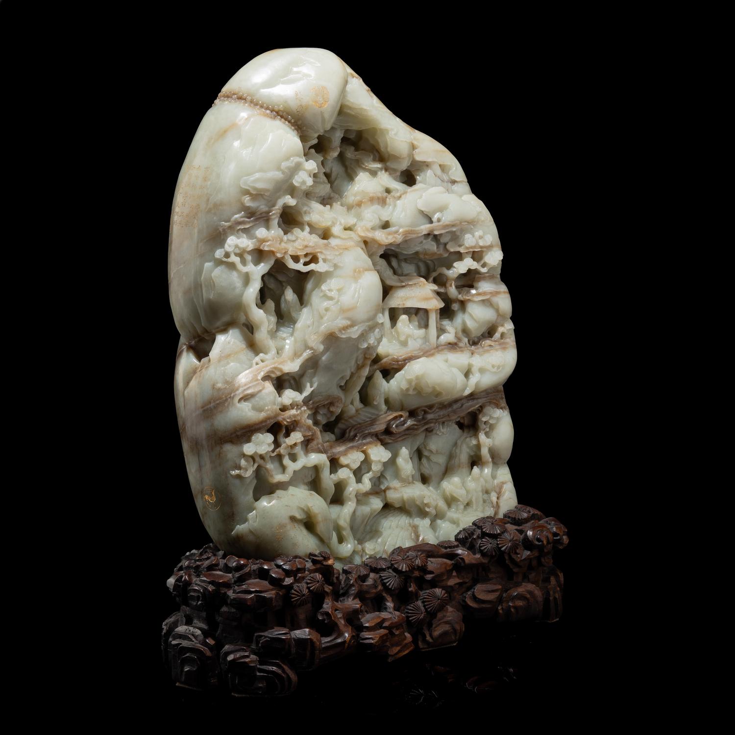 A Large Chinese White Jade Boulder, 20th Century 近代 青玉巨型山子