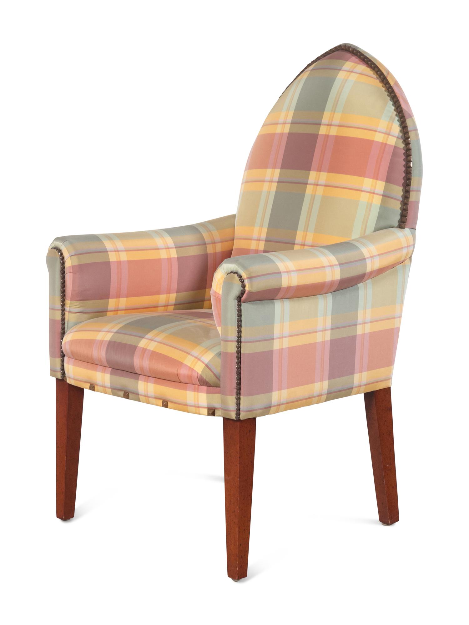 A Contemporary Silk Upholstered Armchair