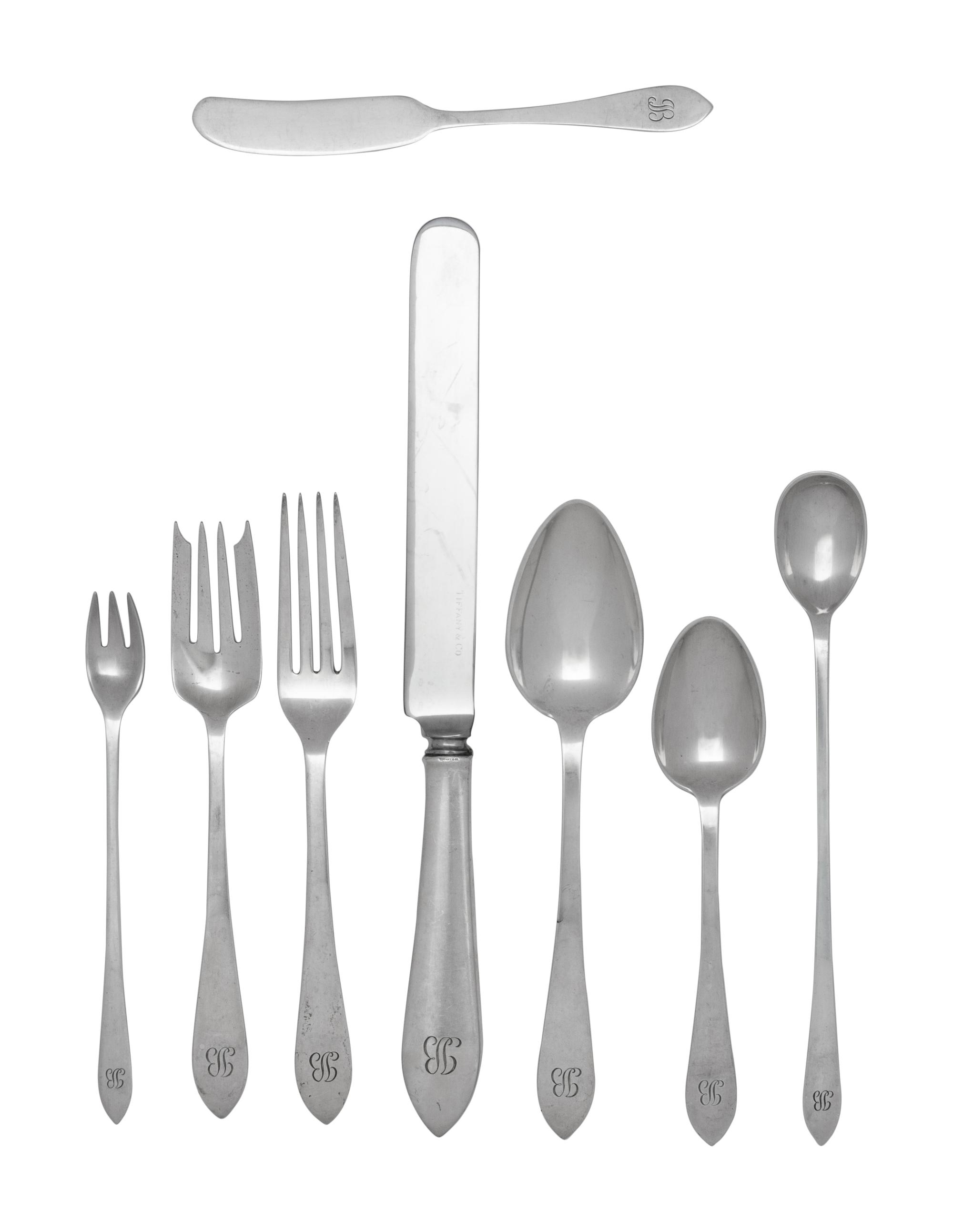 A Tiffany and Co. Faneuil Silver Flatware Set