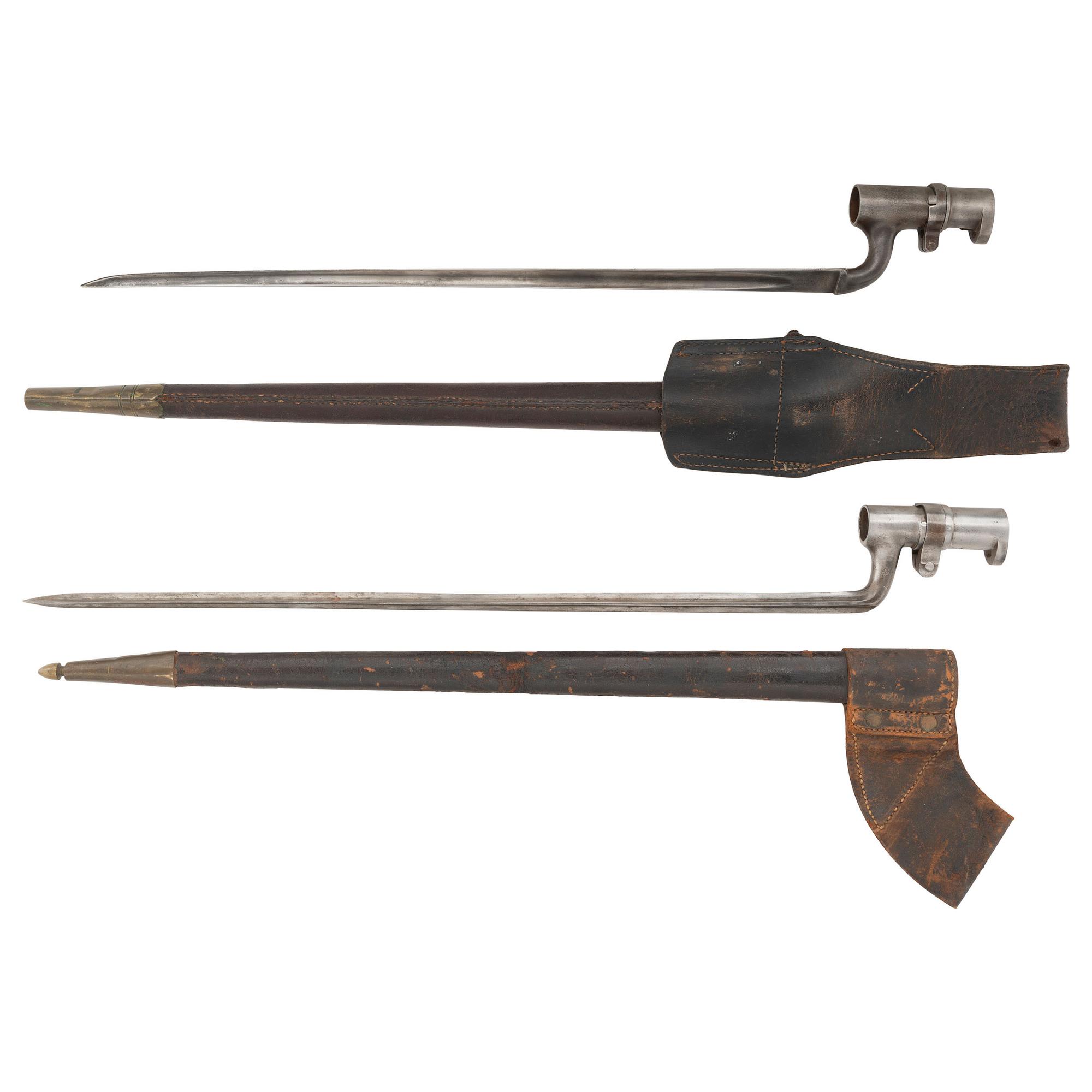 Lot of Two Civil War Import Bayonets with Scabbards