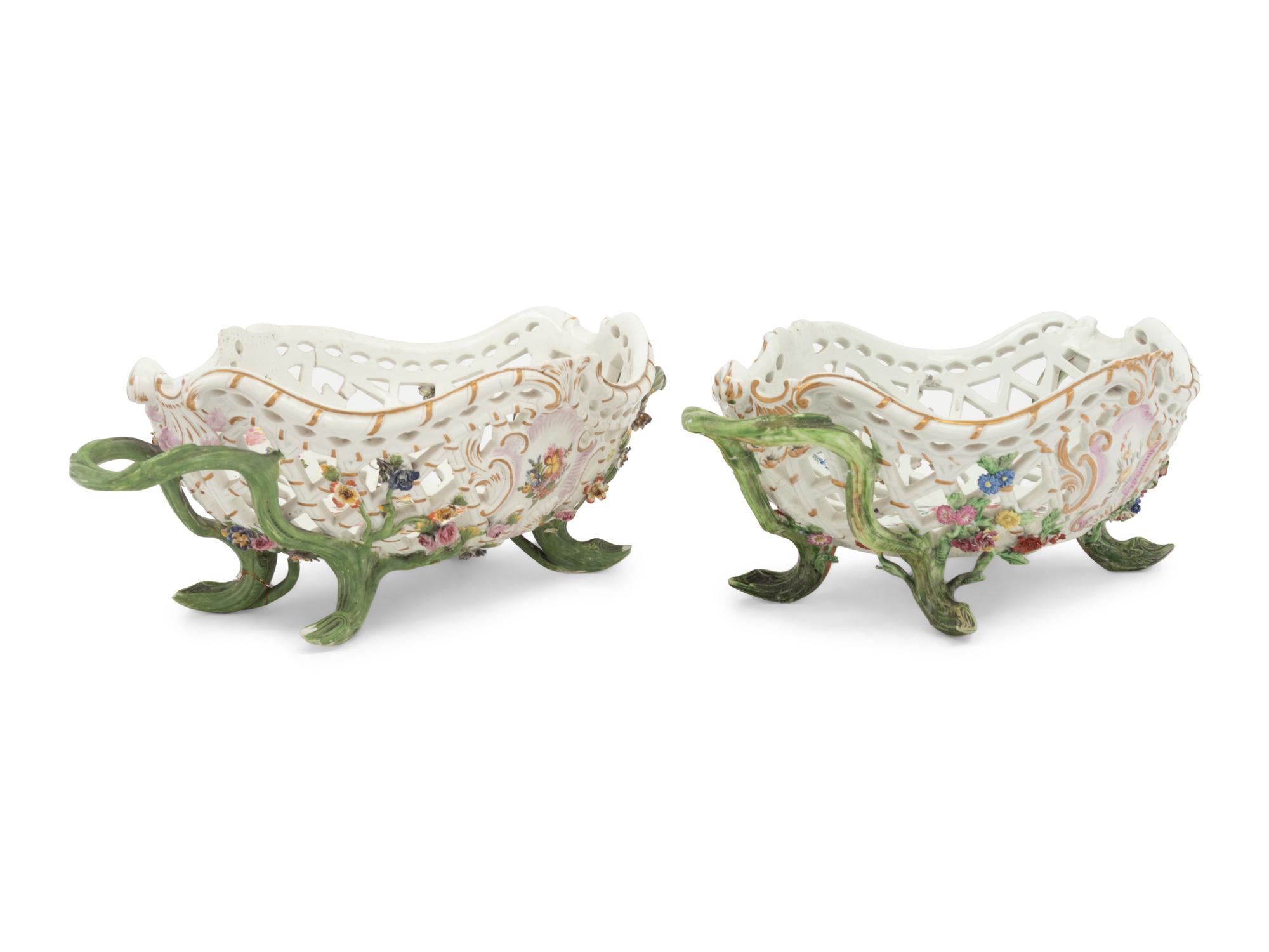A Pair of Meissen Porcelain Baskets