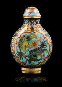 A Cloisonne Enanel Snuff Bottle Height 2 7/8 inches. — LATE 18TH/EARLY 19TH CENTURY