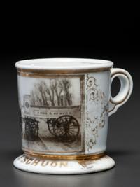 A Dry Goods Store Proprietor's Porcelain Occupational Shaving Mug Belonging to John E. Schuon