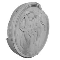 A Carved Limestone Medallion with Muses 33" W x 6" D x 32.5" H — United States, Early 20th Century