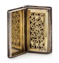 A Silver Vinaigrette, With spurious Georgian marks, in the form of a book, the case having ornithological, floral and foliate decoratio