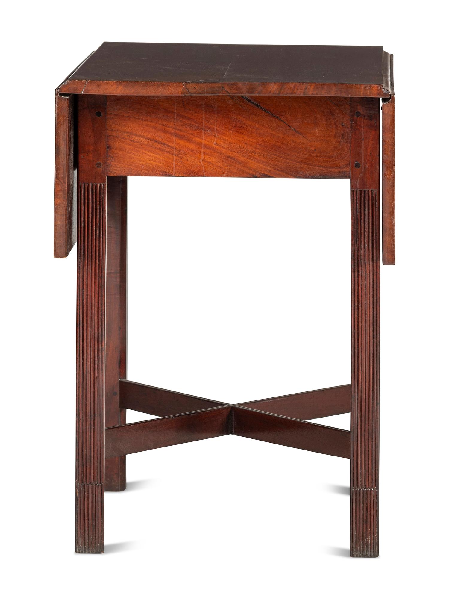 A Chippendale Figured Mahogany X-Form Stretcher Base Pembroke Table