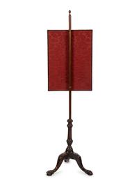 A George III Style Carved Mahogany and Needlepoint Pole Screen