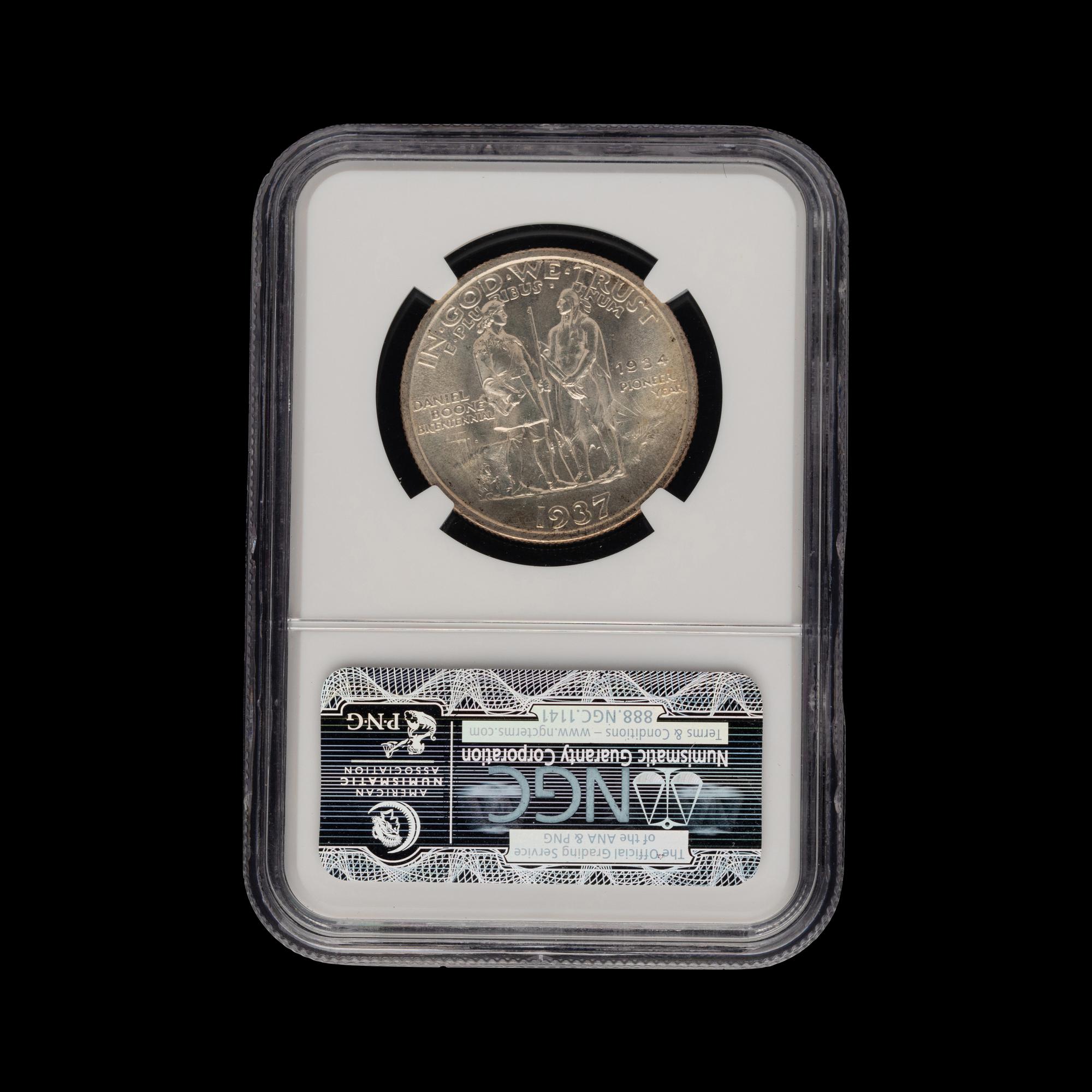 A 1937 Daniel Boo ne Commemorative 50c Coin [NGC MS64]