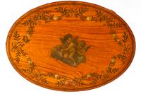 An Edwardian Style Painted Satinwood Work Table, Height 28 3/4 x width 21 3/4 x depth 15 3/4 inches.