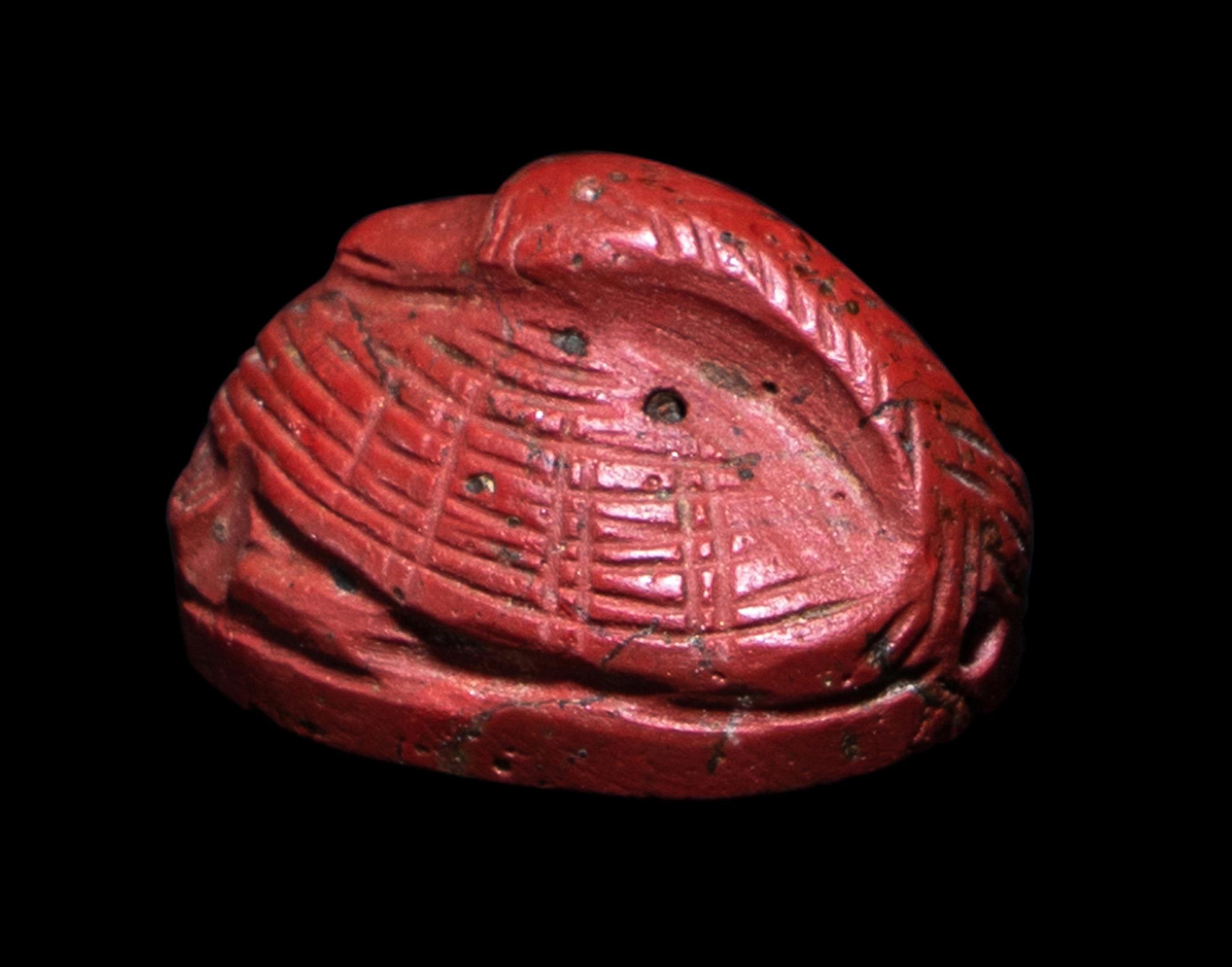 An Egyptian Red Jasper Duck Scaraboid