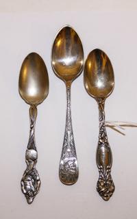A Group of Three Silver Souvenir Spoons, Various Makers, of "Native American" interest.