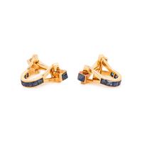 FRENCH, YELLOW GOLD AND SAPPHIRE CUFFLINKS