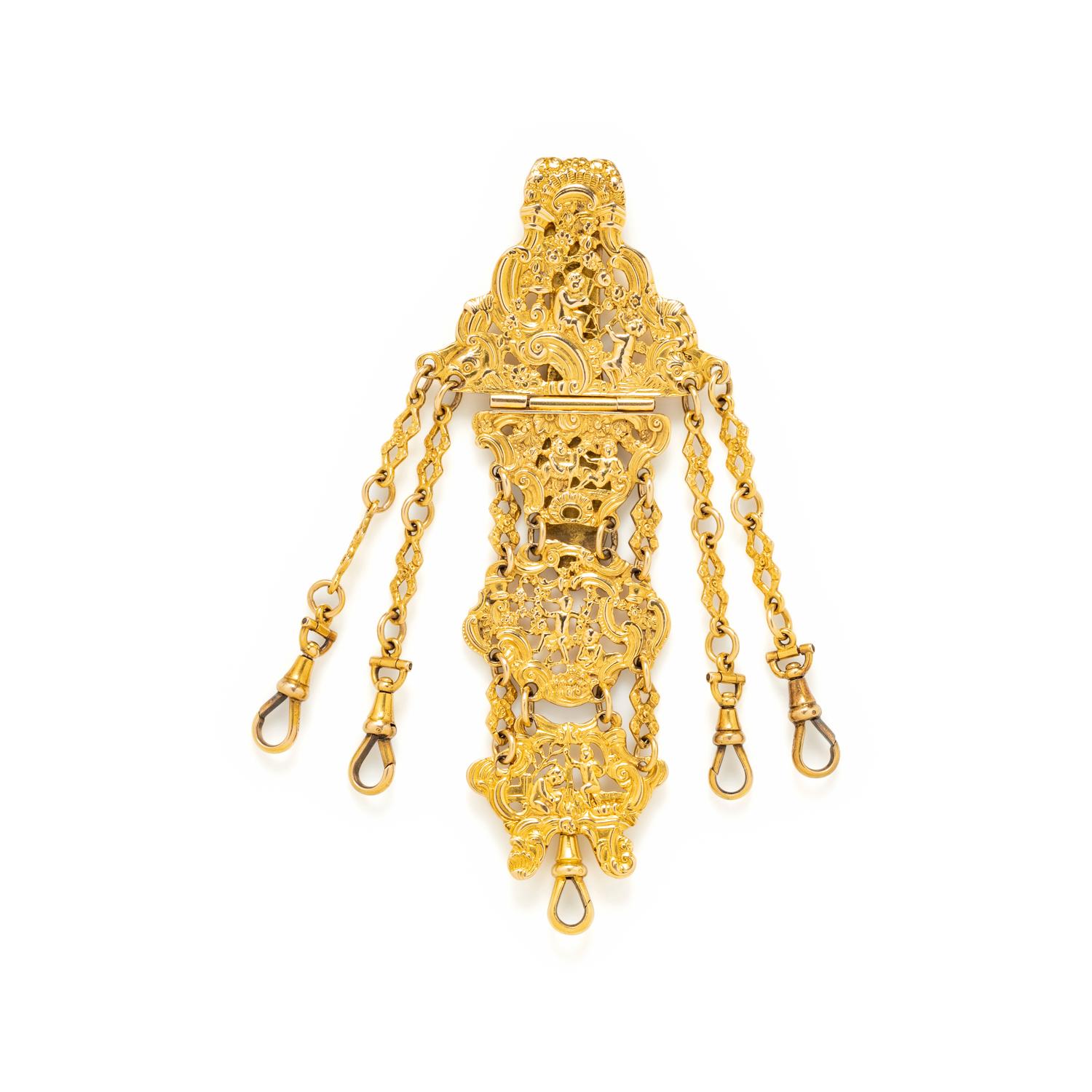 FRENCH, ANTIQUE, YELLOW GOLD CHATELAINE