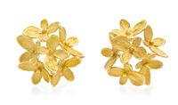 A Pair of 18 Karat Yellow Gold Hydrangea Cluster Earrings, John Iversen, 6.70 dwts.
