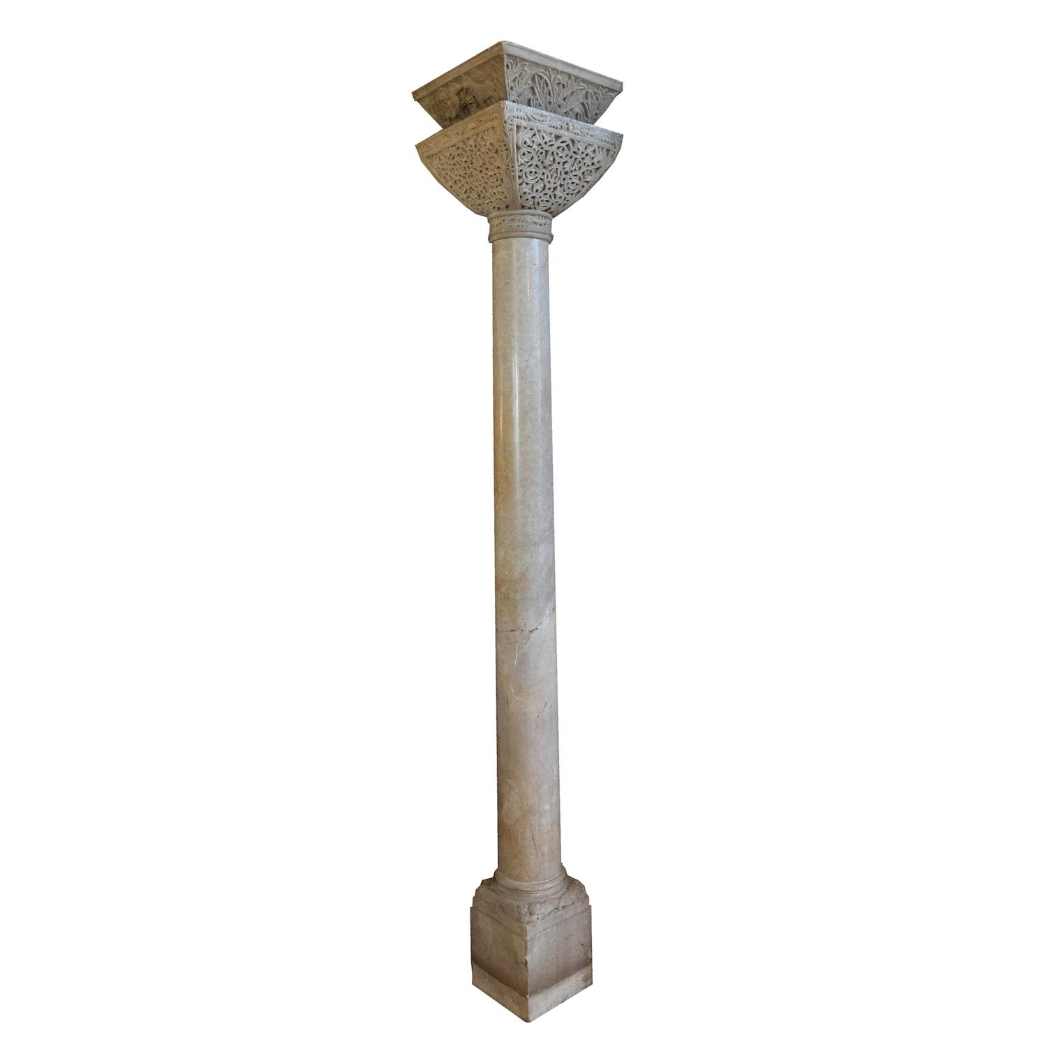 A Marble Column with Base and Capital from 900 N. Michigan Ave., Chicago, IL. 14.5" W x 14.5" D x 93" H — United States, Circa 1927