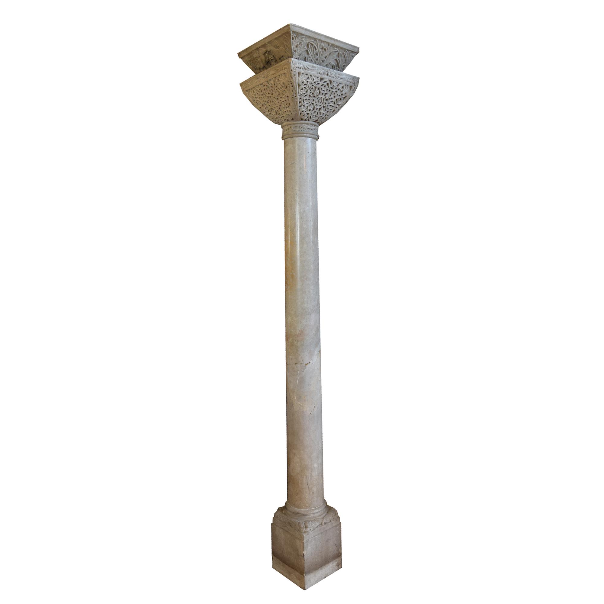 A Marble Column with Base and Capital from 900 N. Michigan Ave., Chicago, IL. 14.5" W x 14.5" D x 93" H — United States, Circa 1927